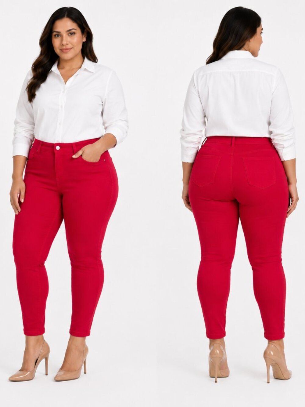 JW Maxx Red High Waisted Skinny Jeans Women 2XL Cotton Lycra Stretch Pants